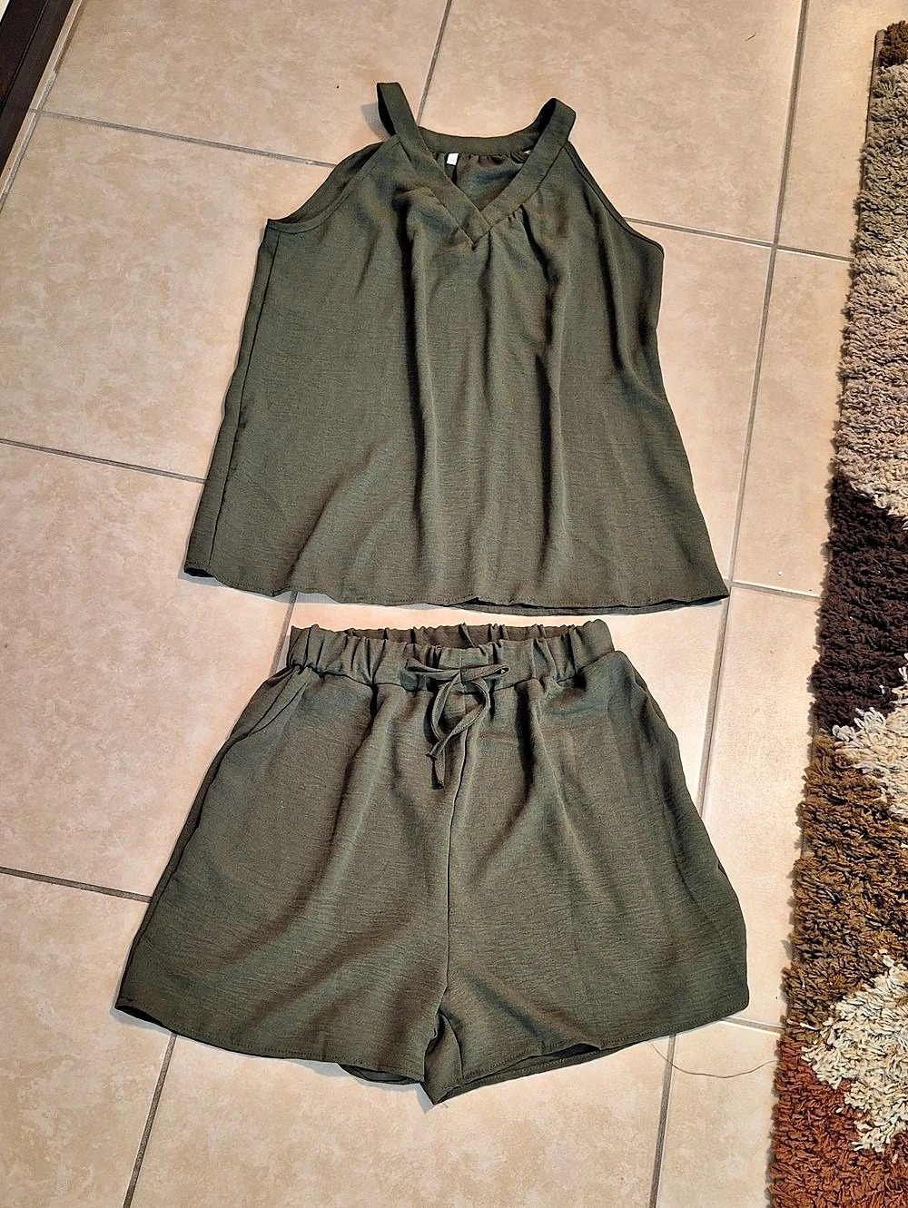 Green Two-Piece Shorts Set